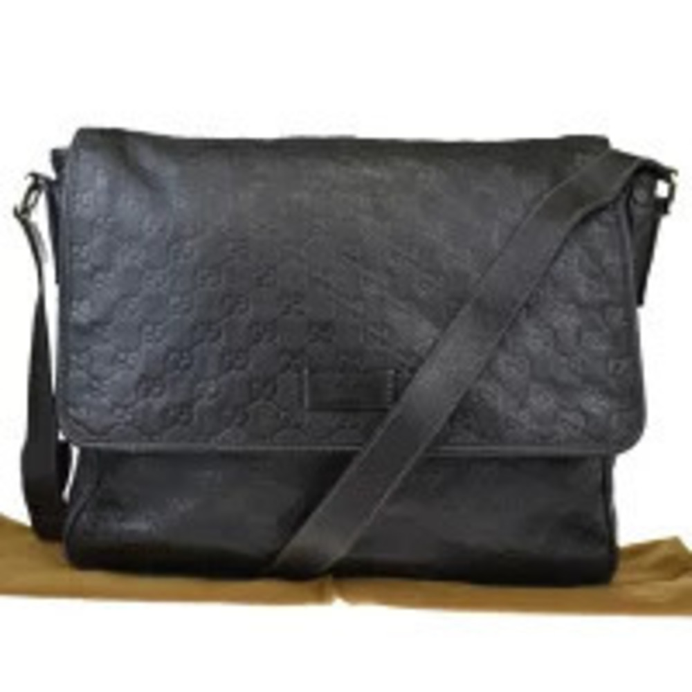 Gucci Crossbody Shoulder Bag GG Brown Leather